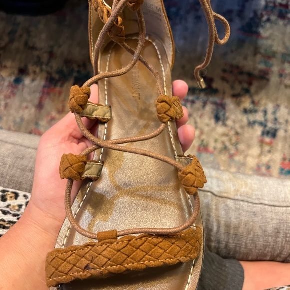 Lace up gladiator sandals in cognac - Picture 5 of 10